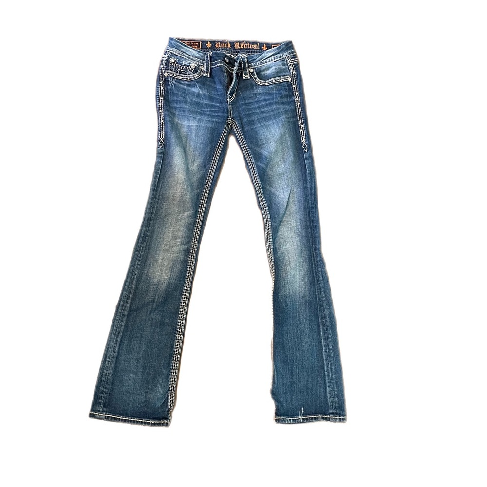authentic vintage 90’s embellished rock revival jeans!!